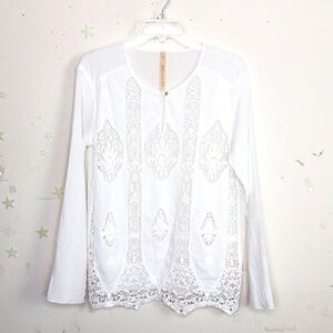 BAILEY 44 medium white embroidered BoHo tunic blouse